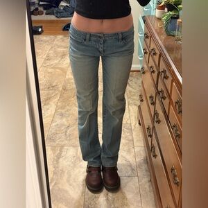 Vintage Talbots Light Wash Boho Low Rise Straight Flare Jeans 90s Style 28W